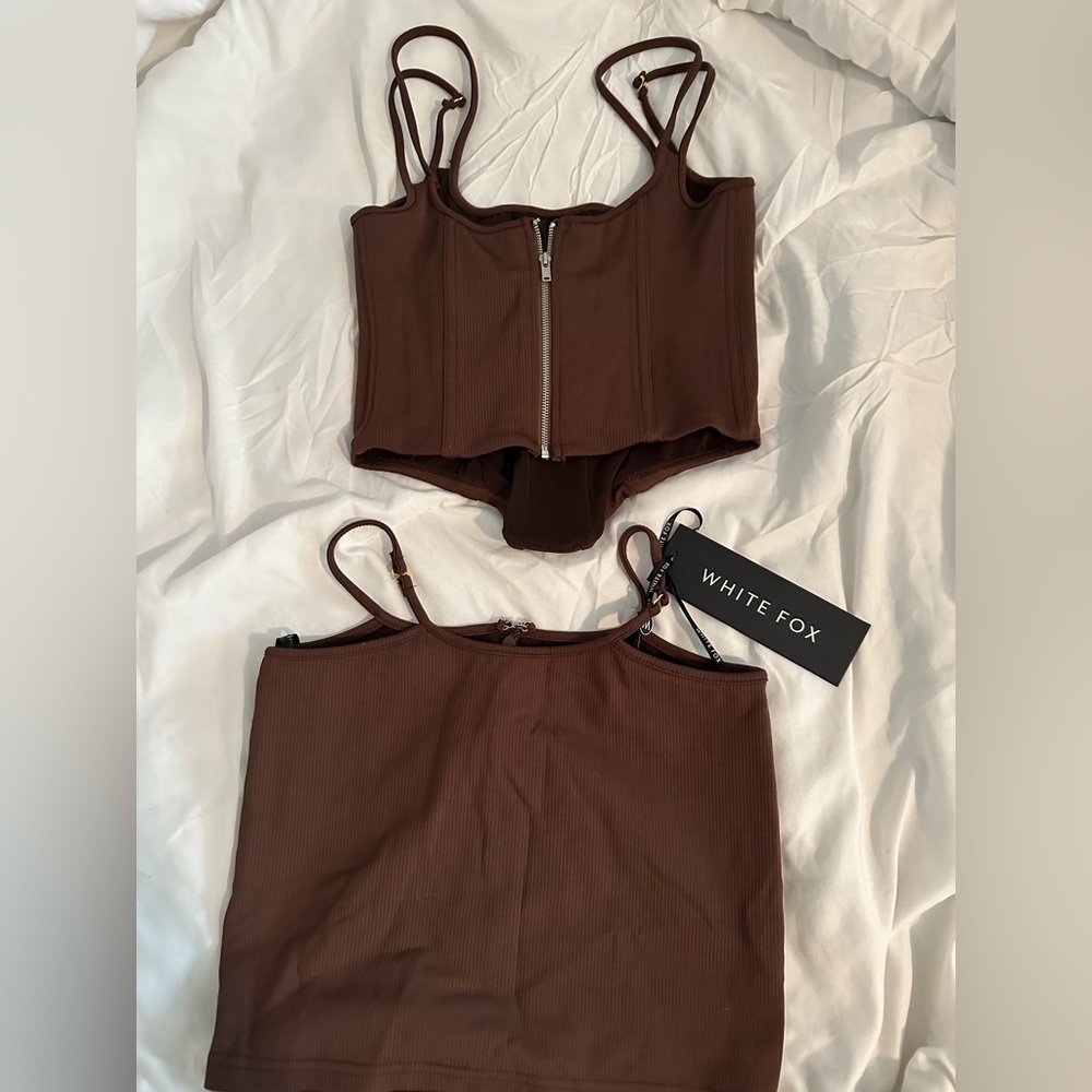 WHITE FOX BROWN CORSET SKIRT SET - Picture 2 of 5